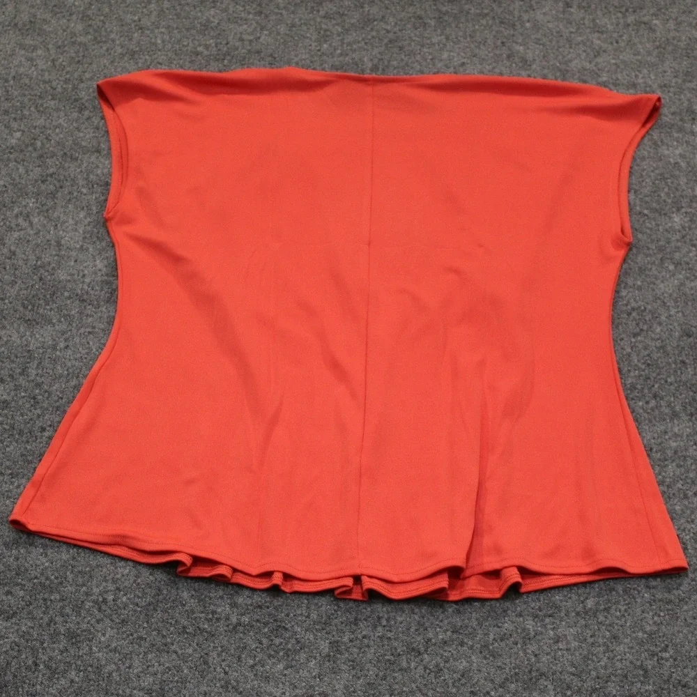 Alfani Cranberry Spice Pleated Neck Cap Sleeve Peplum‎ Top Large